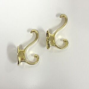 lacquered brass wall hooks- set of 2 double hooks